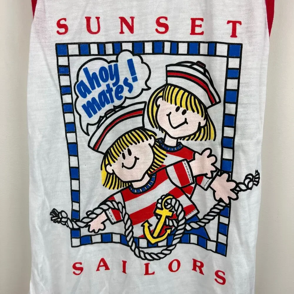 Vintage Dr. Denton Sunset Sailors Nautical Ruffle Nightgown 3T NWT